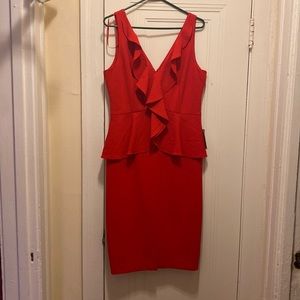 NWT Eliza J Red Peplum Cocktail Dress
